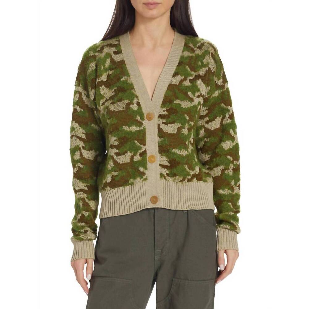 NEW NSF rangu crop cardigan in camo jacquard